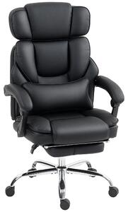 Sedia da ufficio ergonomica - Sedia per computer - Supporto lombare - Braccioli e poggiapiedi - Poggiatesta regolabile - Regolabile in altezza e girevole - Rivestimento in ecopelle - Colore nero