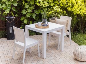 Tavolo da pranzo da giardino in materiale sintetico bianco 80 x 80 cm quadrato a 4 posti minimalista Beliani