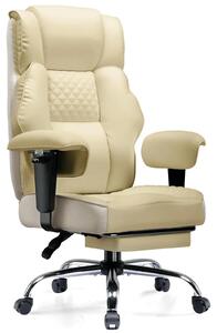 GT216 - Sedia da ufficio - Ergonomica - Regolabile in altezza - Girevole - Con braccioli - Rotelle - Pelle finta - Bianco caldo