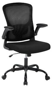 Sedia da ufficio - Sedia da scrivania ergonomica - Schienale alto in rete - Regolabile in altezza - Braccioli ribaltabili - Girevole a 360° - Nera