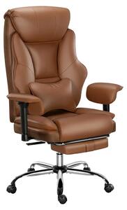 Sedia da ufficio ergonomica - Sedia da direttore - Regolabile in altezza - Girevole - Schienale a due strati - Con braccioli - Con rotelle - Marrone