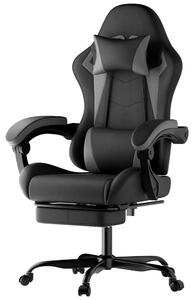 Sedia da gaming ergonomica - sedia da ufficio - con supporto lombare e poggiatesta - regolabile in altezza - girevole - in PVC - nera/grigia