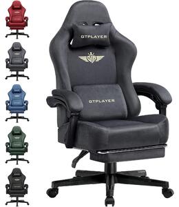Sedia da gioco e da ufficio - Modello GT829 Sedia girevole - Ergonomica - Regolabile in altezza - Tessuto traspirante - Braccioli - Rotelle - Struttura in metallo - Grigio