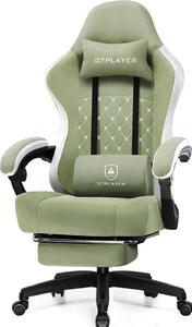Sedia da gaming - Sedia da scrivania girevole - Ergonomica - Rivestimento in tessuto - Seduta con molle insacchettate - Braccioli uniti - Poggiapiedi - Regolabile in altezza - Verde militare