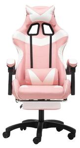 Sedia da gaming - Sedia da ufficio - Ergonomica - Regolabile in altezza - Pelle finta - Poggiatesta e supporto lombare - Girevole a 360° - Braccioli e rotelle - Rosa