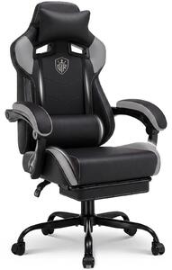 Sedia da gaming - Sedia da ufficio - Ergonomica - Con poggiapiedi - Regolabile in altezza - Con braccioli - Portata massima: 150 kg - Grigia
