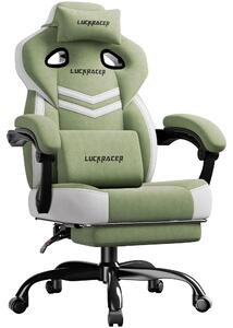 Sedia da gaming e sedia da ufficio - LR408 - Ergonomica, con seduta in memory foam, inclinazione regolabile da 90° a 155°, poggiapiedi, regolabile in altezza, rivestita in tessuto blu navy