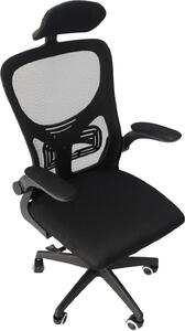 Sedia da ufficio ergonomica - Sedia da scrivania - Braccioli ribaltabili a 90° - Poggiatesta 3D - Supporto lombare elastico - Schienale traspirante - Telaio in plastica - Nero