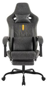 Sedia da gaming, sedia da ufficio - Sedia ergonomica per computer con poggiapiedi, supporto lombare, regolabile in altezza, girevole a 360° con rotelle, imbottita, colore grigio
