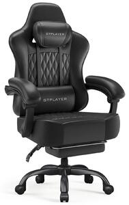 Sedia da gaming - Sedia da ufficio - Ergonomica - Regolabile in altezza - Girevole a 360° - Seduta extra spessa - Pelle finta - Braccioli e rotelle - Nera