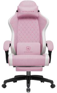 Sedia da gaming LR008 - Sedia ergonomica per PC - Tessuto traspirante - Schienale alto - Rotazione con funzione basculante - Poggiapiedi estraibile - Rosa