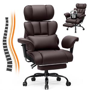 Sedia da gaming, sedia da ufficio - Sedia ergonomica da ufficio per dirigenti - Capacità di carico: 200 kg - Seduta con molle insacchettate - Schienale con supporto lombare - Regolabile in altezza e girevole - Colore: marrone