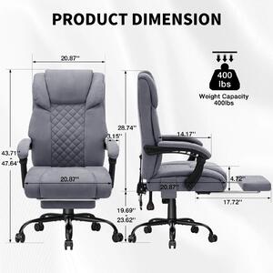 Sedia da gaming con massaggio - Sedia ergonomica per ufficio - Funzione riscaldante - 7 punti di vibrazione - Poggiapiedi - Capacità di carico: 200 kg - Grigia