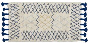Tappeto beige in cotone 80 x 150 cm rettangolare frange motivo geometrico soggiorno camera da letto Beliani