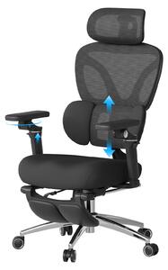 Sedia da ufficio ergonomica - Sedia da ufficio in rete - Rotazione a 360° - Poggiatesta 3D - Braccioli 6D - Profondità della seduta regolabile - Supporto lombare dinamico - Colore: nero