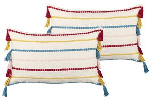 Set di 2 cuscini decorativi multicolori 40 x 60 cm a strisce con imbottitura accessori decorativi Beliani