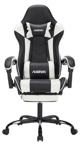 Sedia da gaming - Sedia da ufficio 381 - Ergonomica - Con poggiapiedi - Supporto lombare - Regolabile in altezza - Girevole con rotelle - Nera