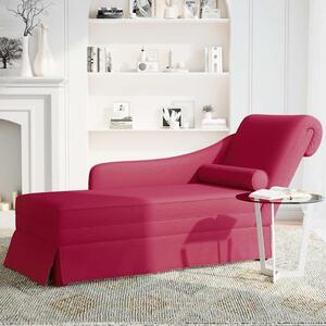 VidaXL Chaise longue con bracciolo destro e bolster in velluto rosso vino