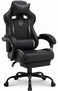 Sedia da gaming - Sedia da ufficio ergonomica - Poggiapiedi - Regolabile in altezza - Girevole - Braccioli - Portata massima: 150 kg - Colore: nero