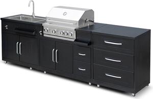 Cucina da esterno in acciaio a 3 pezzi con barbecue - Oviala Memphis
