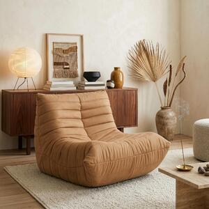 Poltrona da terra 'Kodsø' imbottita con schienale 75 x 90 x 100 cm in microfibra marrone