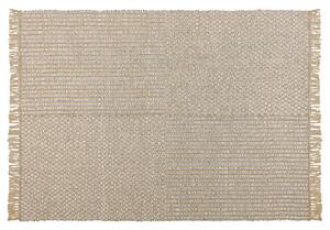 Tappeto in cotone beige 140 x 200 cm con frange intrecciate a mano Boho Beliani