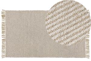 Tappeto in juta beige e cotone 80 x 120 cm con frange intrecciate a mano Boho ingresso camera da letto Beliani