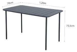 Tavolo da giardino Cafe in acciaio con piano in alluminio grigio / argento per 4 persone 70x120cm