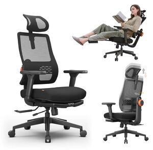 Sedia da ufficio ergonomica - MAG-BP/LAPD - Schienale in rete - Supporto lombare dinamico - Piano porta laptop removibile - Poggiapiedi estraibile - Poggiatesta regolabile - Braccioli 4D