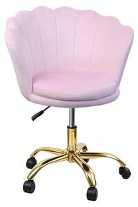Sedia per tavolino da trucco - Sedia da ufficio con rotelle - Imbottita - Regolabile in altezza - Girevole - Con braccioli - Facile da montare - Rosa