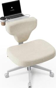 Sedia da ufficio FP - Sedia girevole ergonomica - Senza braccioli - Regolabile in altezza - Girevole a 360° - Con rotelle - Tessuto - Apricot