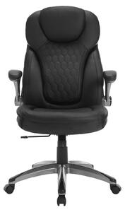 Sedia da ufficio ergonomica - Sedia per conferenze - Schienale alto - Regolabile in altezza - Seduta imbottita - Rivestimento in ecopelle nera - Sedia girevole