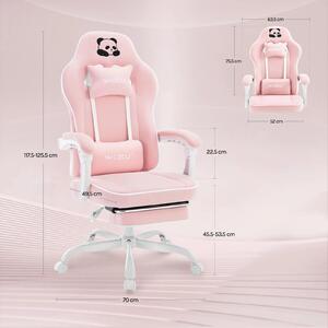Sedia da gaming - Sedia da ufficio ergonomica - Braccioli 3D - Schienale regolabile - Regolabile in altezza - Girevole - Con rotelle - Tessuto a rete rosa