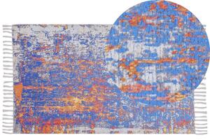 Tappeto in poliestere Multicolore motivo astratto in cotone fatto a mano con nappe 80 x 150 cm Beliani