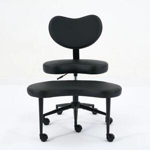 Sedia da meditazione per la posizione a gambe incrociate - Sedia da ufficio DE1887BK con rotelle - Regolabile in altezza - Girevole - Supporto lombare - Imbottita - Colore nero, rivestita in PU