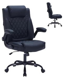 Sedia da ufficio - Sedia ergonomica per ufficio - Rivestita in ecopelle - Portata massima: 159 kg - Regolabile in altezza - Supporto lombare - Braccioli pieghevoli - Girevole - Colore: nero