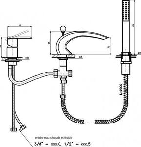 LOIRA - Miscelatore per vasca a 3 fori, a cascata, dorato - lucido LR572.0SZ, RAV Slezák
