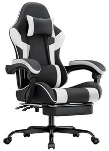 Sedia da gaming ergonomica - sedia da ufficio - supporto lombare - rivestimento in PVC traspirante - altezza seduta regolabile - schienale regolabile - rotazione a 360° - colore: nero e bianco