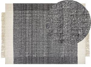 Tappeto in lana bianco sporco nero 160 x 230 cm nappe fatte a mano moderno Beliani