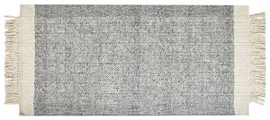 Tappeto lana grigio e bianco sporco 80 x 150 cm fatto a mano geometrico soggiorno camera da letto Beliani