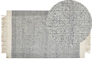Tappeto lana grigio e bianco sporco 80 x 150 cm fatto a mano geometrico soggiorno camera da letto Beliani