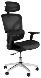 Sedia da ufficio ergonomica in mesh – sedia da scrivania – schienale alto – braccioli regolabili in 4 direzioni – supporto lombare dinamico – funzione basculante e girevole – regolabile in altezza – seduta imbottita – colore nero