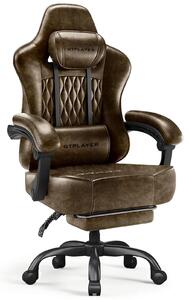 Sedia da ufficio / sedia da gaming - Schienale alto ergonomico - Regolabile in altezza - Rotazione a 360° - Braccioli - Rotelle - Pelle finta - Marrone vintage