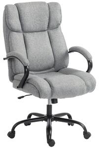 Sedia da ufficio - Poltrona ergonomica per ufficio - Imbottita con braccioli - Seduta ampia - Regolabile in altezza e girevole - Funzione basculante, portata massima 220 kg - Aspetto simile al lino, colore grigio chiaro