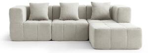 MILYSOFA SOFABULOUS: divano angolare modulare a 3 posti con chaise longue, in raffinato tessuto bouclé color crema e beige