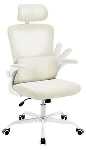 Sedia da ufficio ergonomica in mesh – Regolabile in altezza – Girevole – Funzione basculante – Braccioli – Poggiatesta – Colore beige