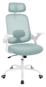 Sedia da ufficio ergonomica - Sedia da computer in tessuto a rete - Schienale alto - Regolabile in altezza - Rotella e base girevole - Poggiatesta - Supporto lombare regolabile - Blu