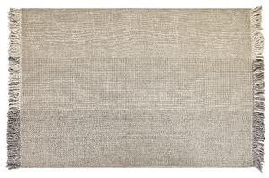 Tappeto grigio lana cotone 140 x 200 cm intrecciato a mano rettangolare con frange Beliani