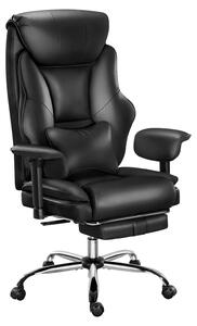 Sedia da ufficio ergonomica - Sedia da direttore - Regolabile in altezza - Girevole - Schienale imbottito a doppio strato - Braccioli - Ruote - Colore: nero