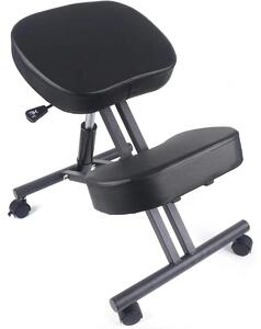Sedia da ufficio ergonomica con poggiagomiti - Sedia da ufficio - Regolabile in altezza - Seduta imbottita - Supporto posturale e per la schiena - Portata fino a 100 kg - Nera